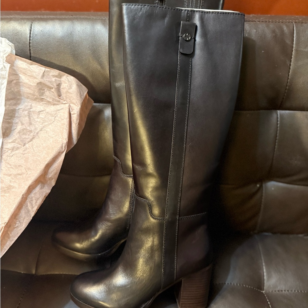 Franco Sarto Knee High Black Leather Boots